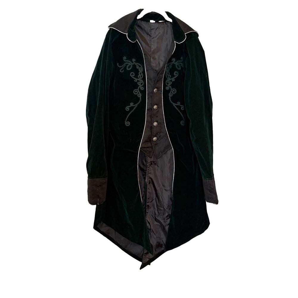 Mens Vampire Gothic Tailcoat Long Suit Jacket Tuxedo Victorian Frock Coat green